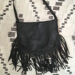 Vintage leather fringe bag